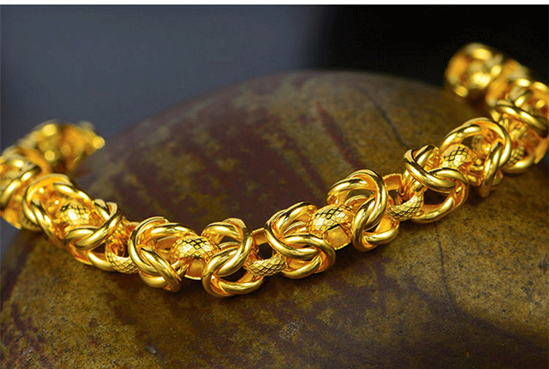 386元克金世喜珠宝999足金四方龙骨手链经典泰国龙头龙身黄金手链时尚