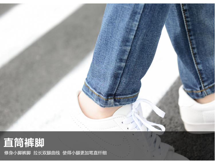 
                                        KNNE背带裤女韩版显瘦2017新款简约修身蓝色牛仔裤女百搭小脚裤铅笔裤 蓝色 S码                