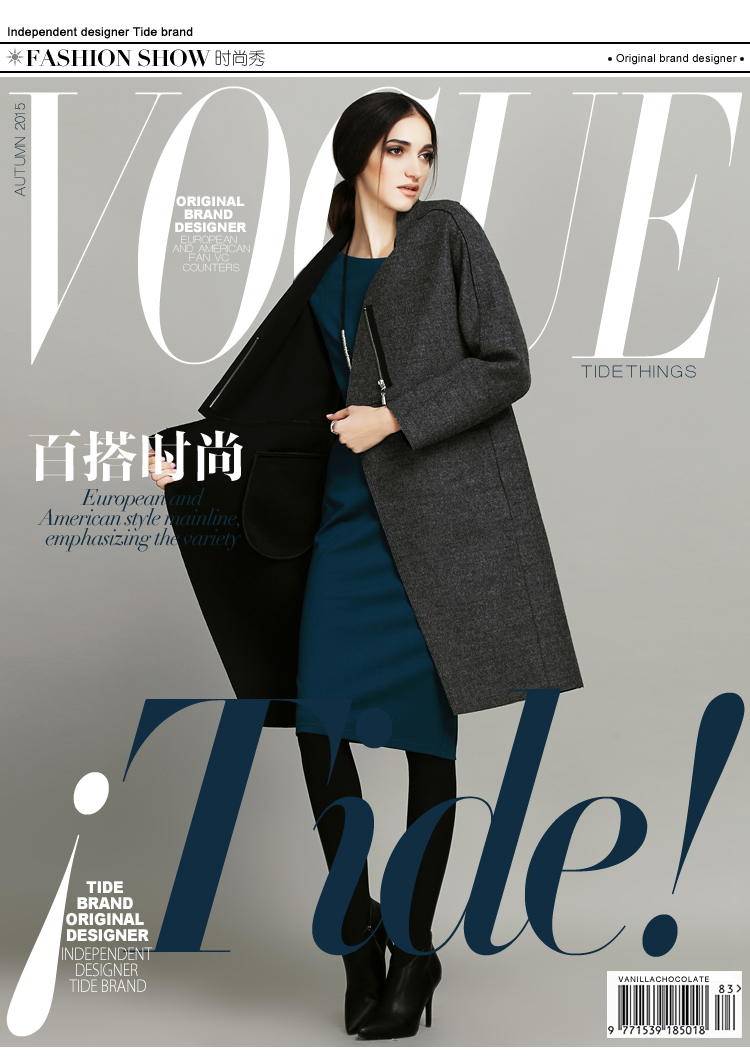 v.c惟熙欧美女装长款宽松毛呢大衣 酒红 m