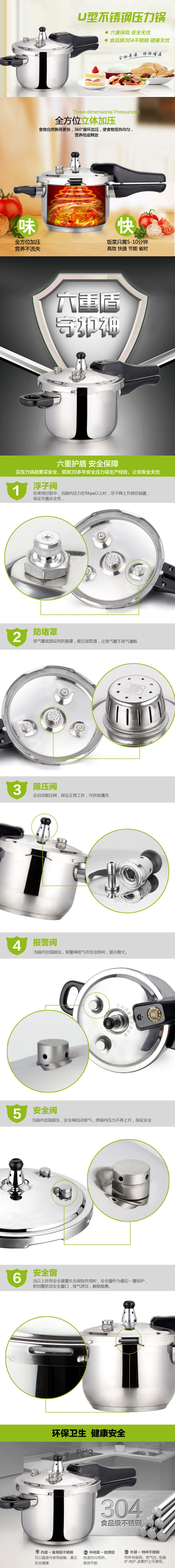 
                                        顺发压力锅（SHUNFA）304不锈钢六保险U型压力锅18cm-32cm 电磁炉燃气灶通用 18CM/3L                