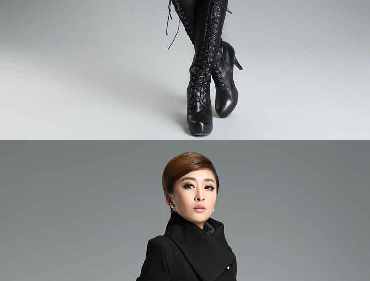 
                                        优和 2015春季装毛呢外套女长袖羊毛呢大衣女 MN008 黑色 L                