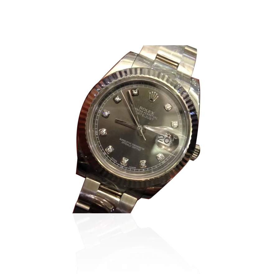 98新 劳力士日志型750白金牙圈钻石刻度日历自动机械表