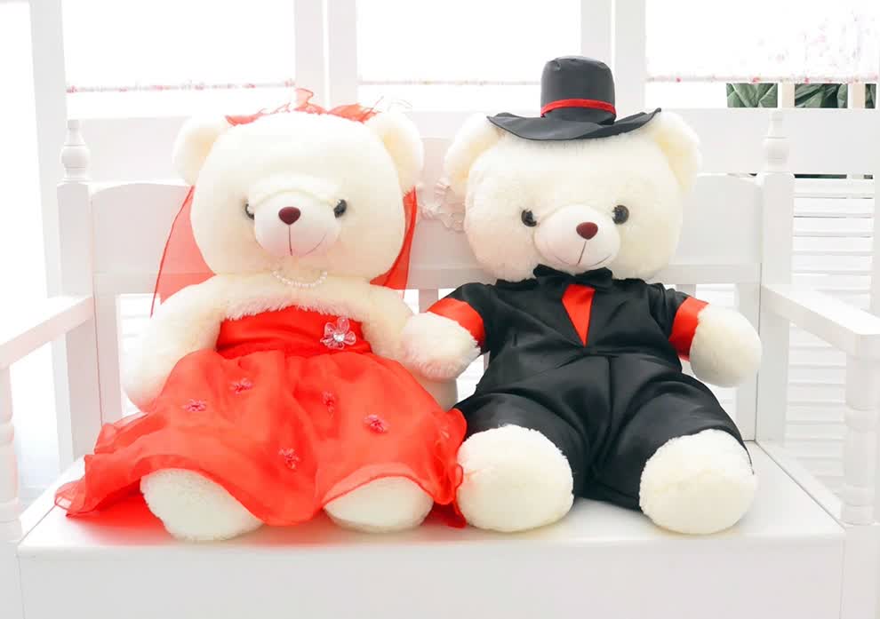 执手礼 婚纱熊情侣泰迪熊对熊结婚熊婚礼熊婚庆压床