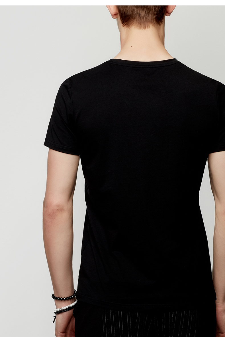 uo男装2016夏装新品潮男韩版修身个性印花圆领t恤衫 深黑色 54/xxl(18