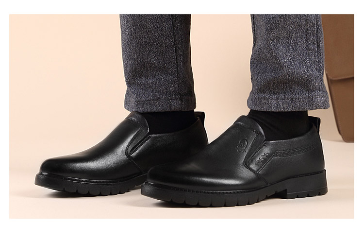 老人头秋季新款时尚商务休闲鞋套脚简约舒适男皮鞋 头层牛皮 320525