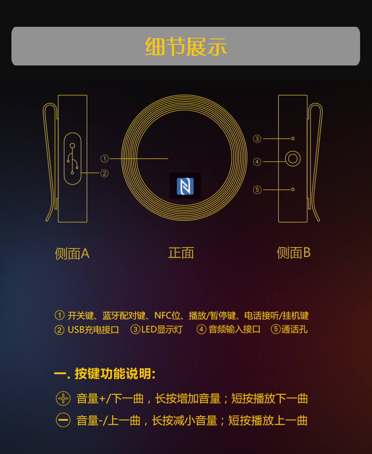 阿奇猫 CR01极客 音乐蓝牙耳机 无线运动耳机 领夹式 通用型 蓝