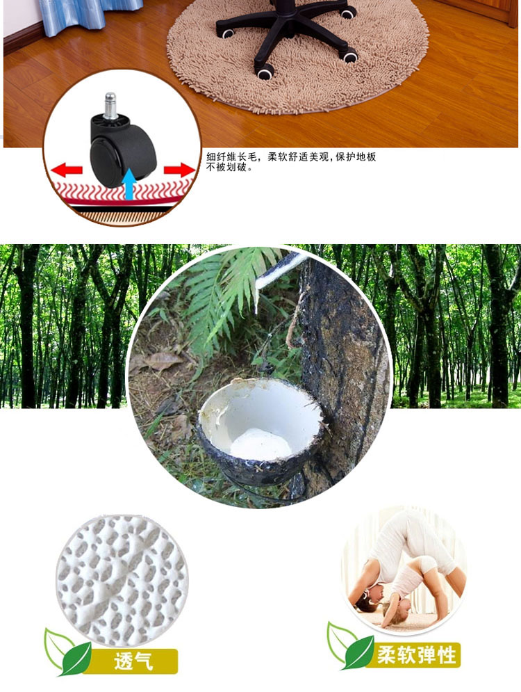 
                                        DAJIAOZHI雪尼尔细纤维地垫 圆形电脑椅卧室床边地毯床前毯转椅垫瑜伽垫地毯地垫 驼色 直径100cm                