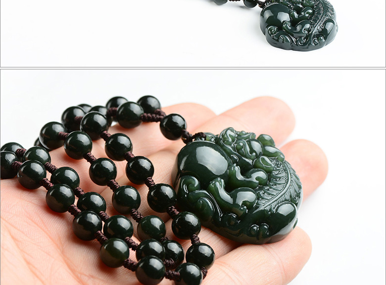 和田玉吊坠青玉貔貅貔貅吊坠玉石母子貔貅玉佩男女款金钱立体皮丘挂件