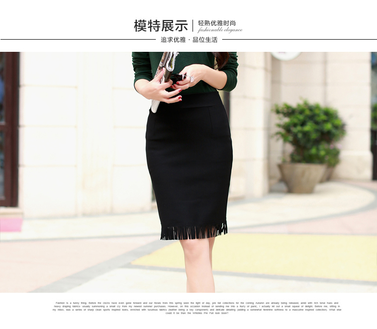 飘爱婷 2016春季新款韩版女装半身裙百搭气质包臀裙半身裙  打底裙 女 黑色的 L