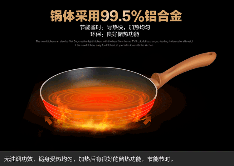 
                                        TVS意大利进口炒锅不粘锅 少油烟烹饪锅具【送专用锅铲和锅盖】 菲丽斯流水 32cm                