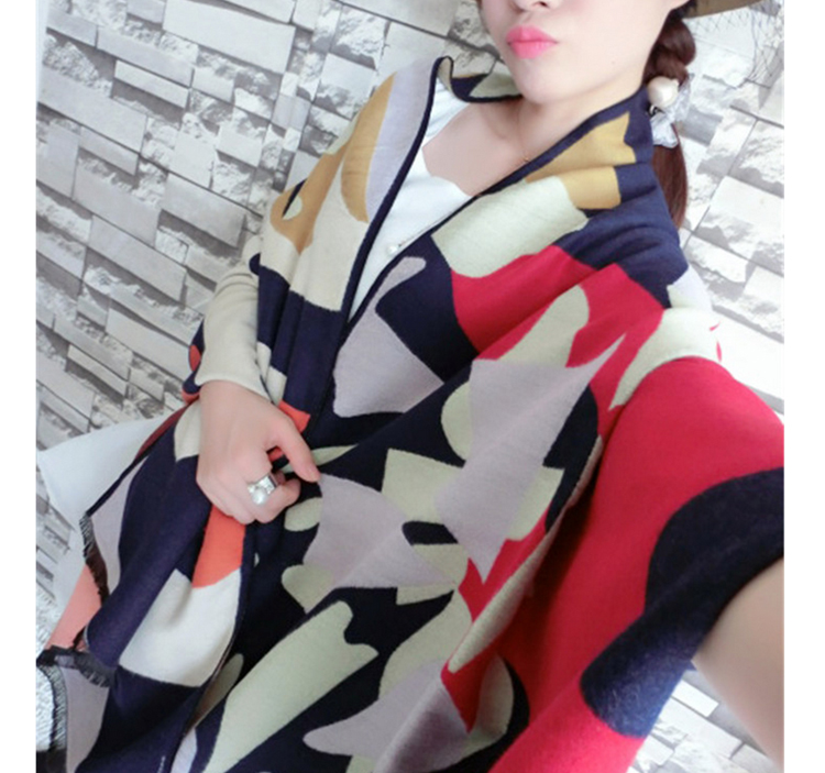 沐葉 2015秋冬新款碎片豹纹撞色花纹时尚女士多功能披巾风衣 244 图片色 均码