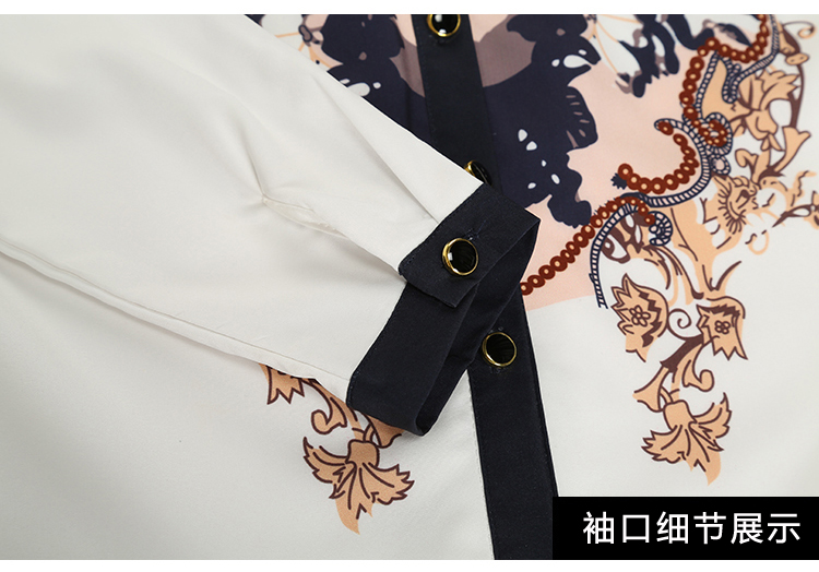 神舟宝马秋冬新款时尚印花百搭潮加绒加厚大码长袖衬衫 女 1551 白色加绒 XXXL