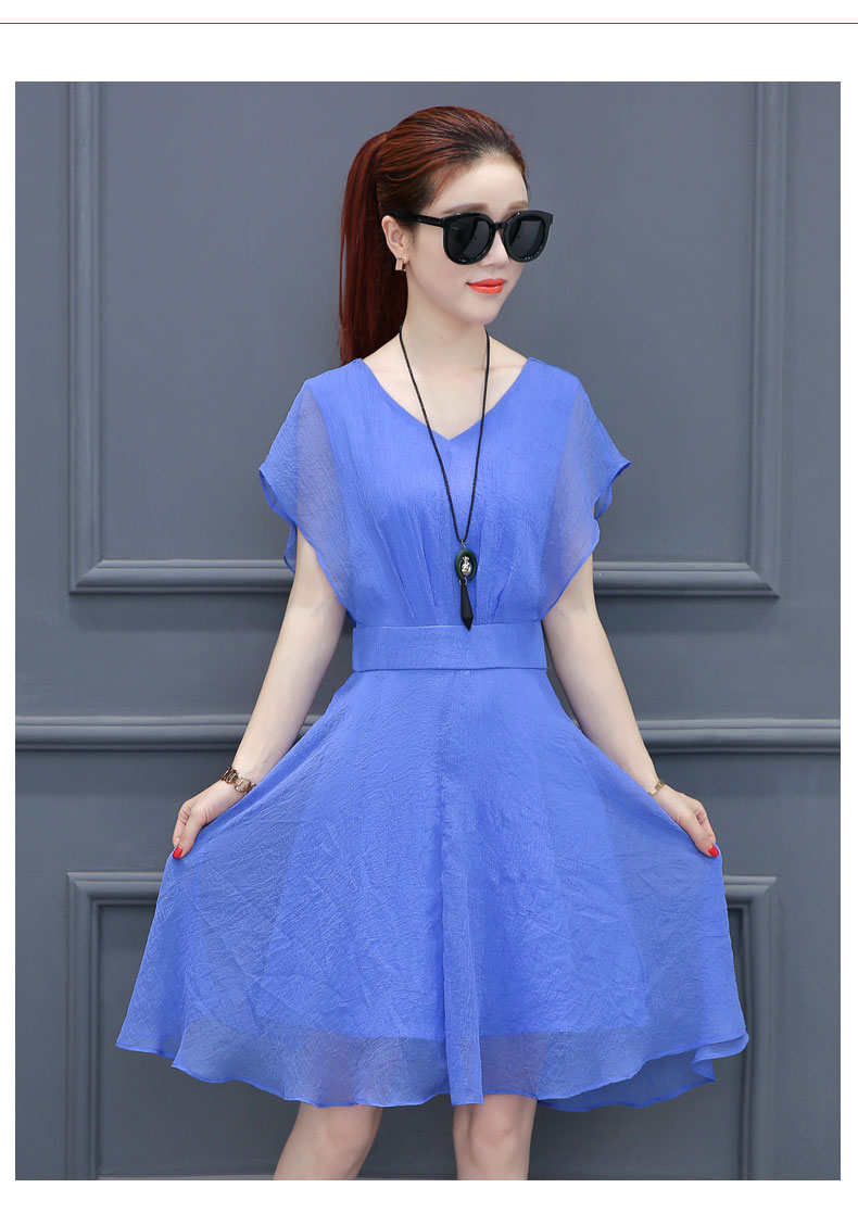 连衣裙女2018春夏装新款时尚气质女装夏天韩版修身显瘦雪纺a字裙子