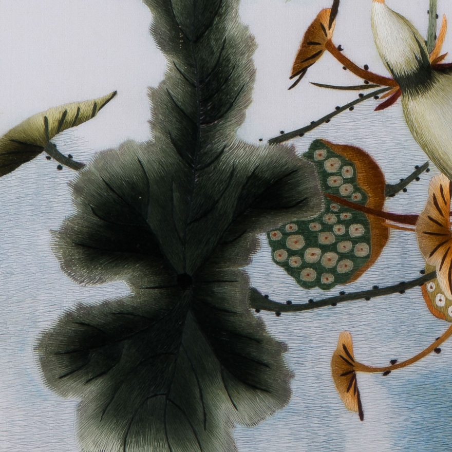 张琳苏绣真丝《莲藕》平/乱针绣 天工艺品