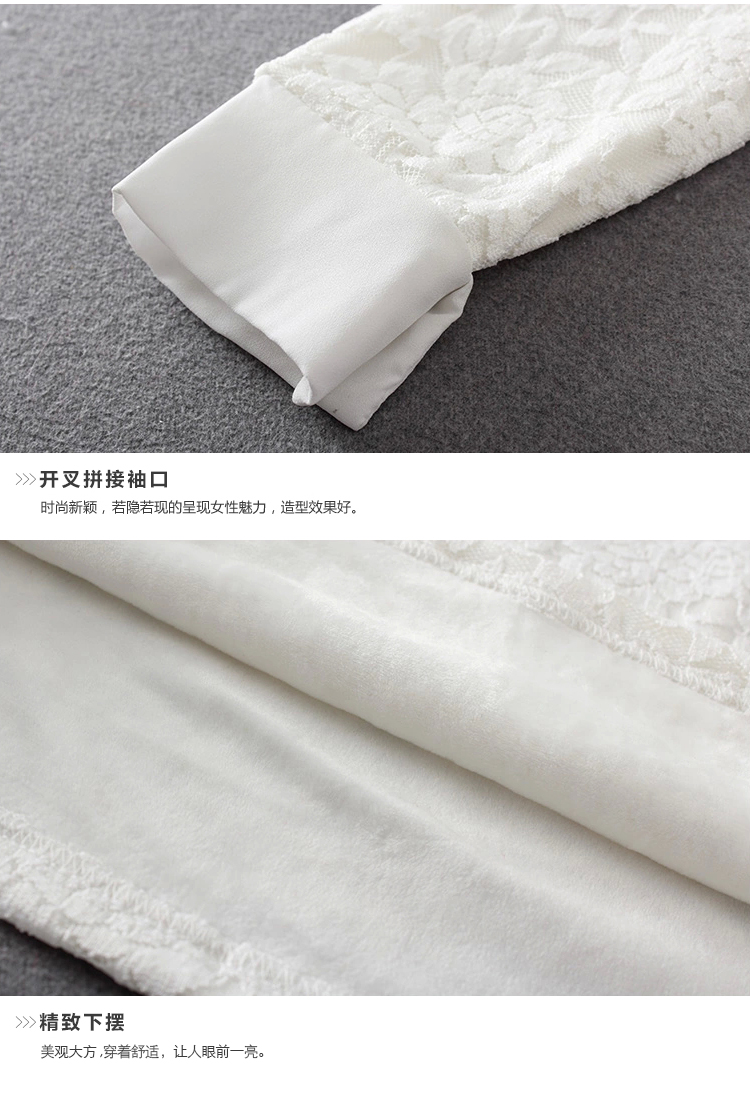 爱布凡2016新款韩版春夏雪纺衫女长袖印花休闲V领打底衫 白色 M