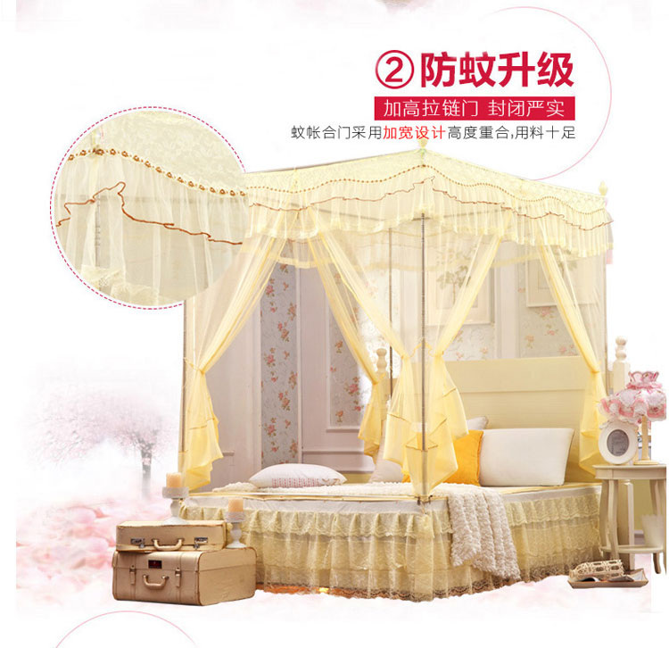 
                                        【可定制可开增票】蝶饰坊 三开门宫廷蚊帐 韩版坐床式蚊帐不锈钢加粗钢管-正品 紫色 180*200cm                