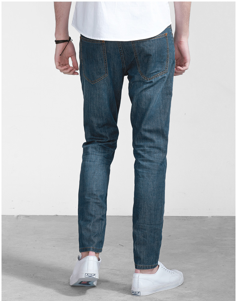 rowilux罗威轻奢春季新品男装低腰修身小脚牛仔裤 舒适全棉男士长裤