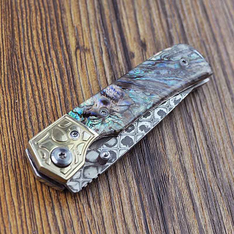 金文丰黑版 丝彩大马士革折刀削皮刀水果刀家用随身口袋刀迷你折叠刀工具刀切菜刀切肉刀收藏小刀