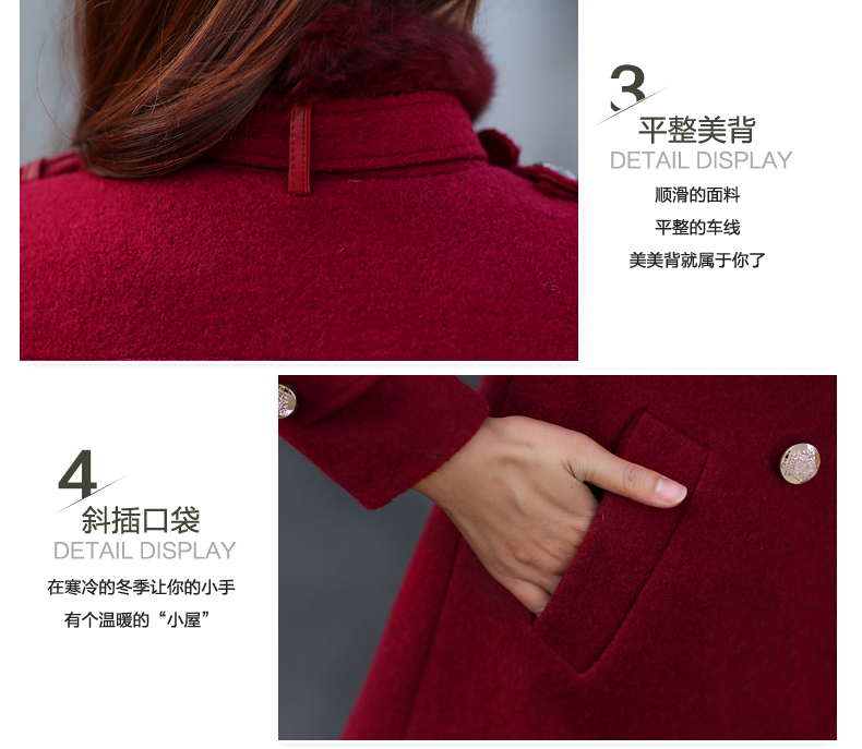 十三伊人 2016新款春季韩版毛呢大衣女外套羊毛呢风衣 银灰 L(偏大半码)