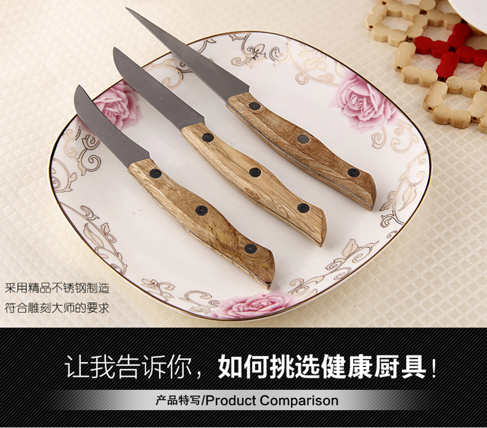 
                                        渊之源不锈钢食品雕刻刀 多功能水果刀 蔬菜刻花刀 酒店厨师雕花刀三件套                