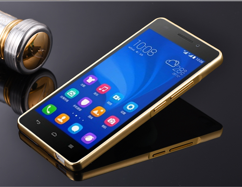 今首为 金属边框手机壳后盖保护套 适用于华为g621-tl00 镜面版玫瑰金