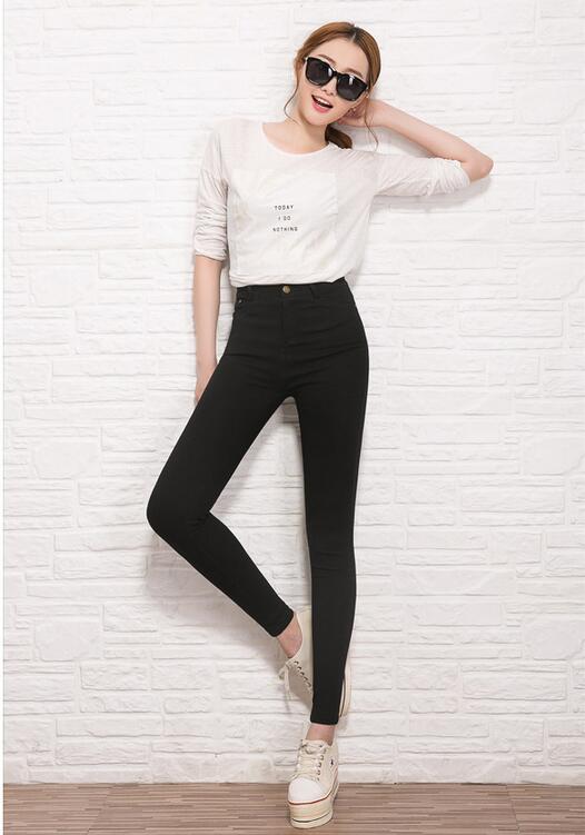 丹丽芙 2015秋冬季打底裤弹力外穿女裤黑色小脚裤铅笔裤休闲长裤 白色