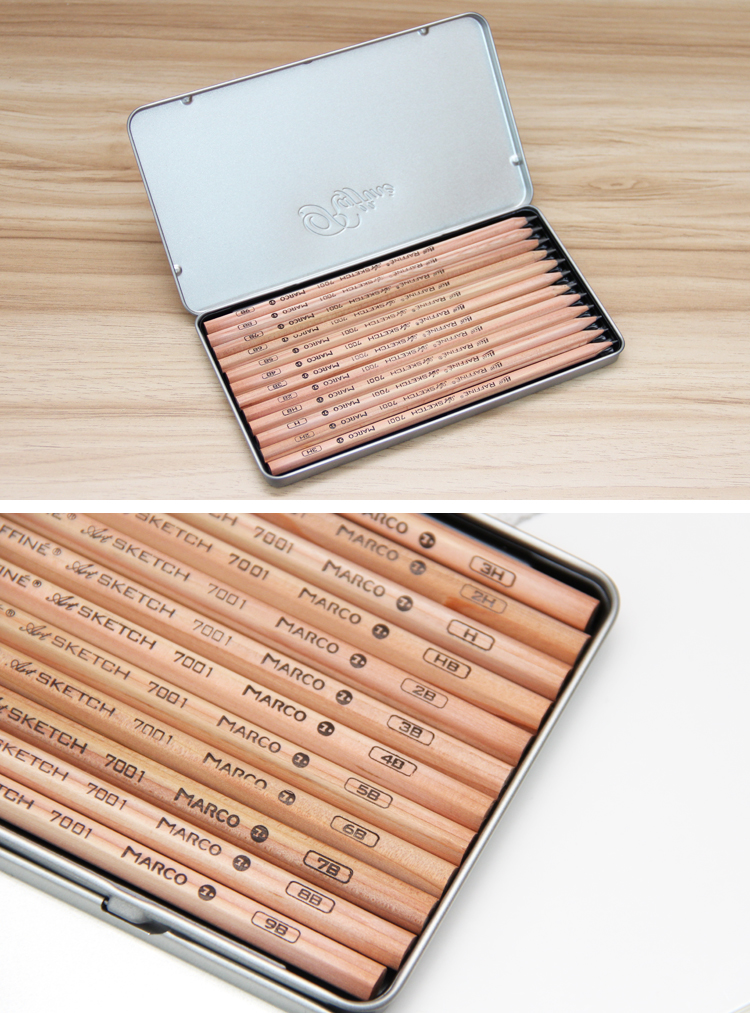 马可(marco)艺考美术写生原木杆铅笔 绘图铅笔 素描 绘画 书写 画图