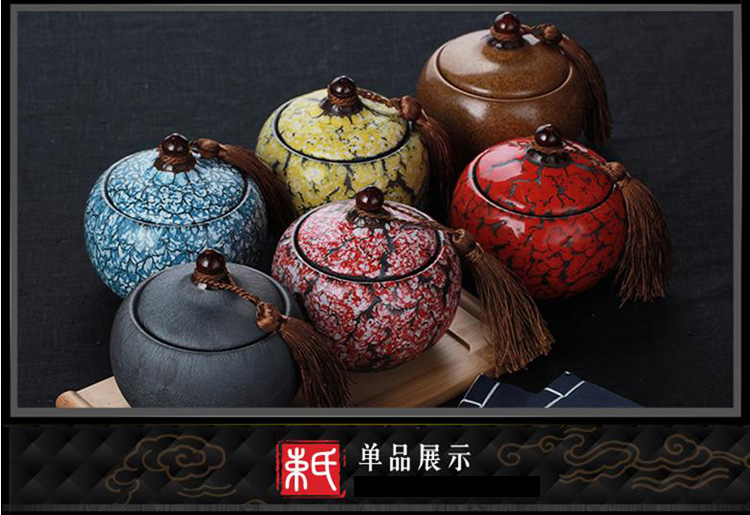 
                                        束氏 陶瓷茶叶罐 密封小茶叶罐茶叶盒精致复古茶罐茶缸茶盒便携旅行茶叶罐 蓝白(限量100个)040286                