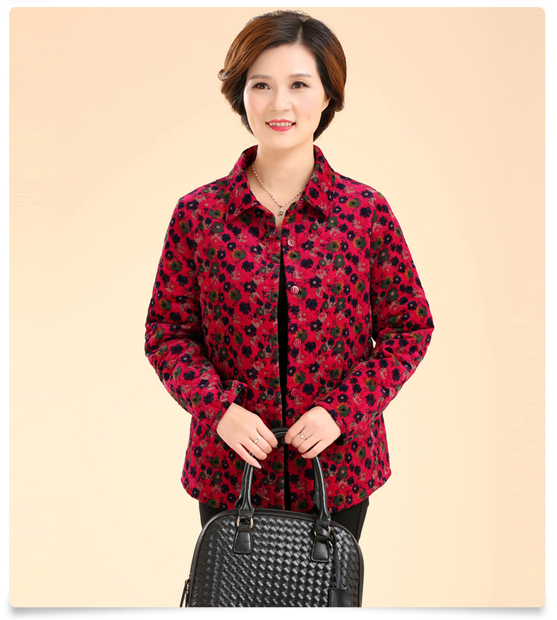 不老仙妈春装中老年女装夹棉薄外套小翠花妈妈装薄棉袄外套老年人服饰