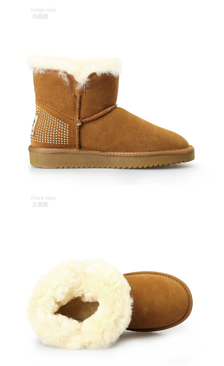 温莎15冬季新款雪地靴女短靴子加厚舒适保暖女短筒va46b819 驼色 39