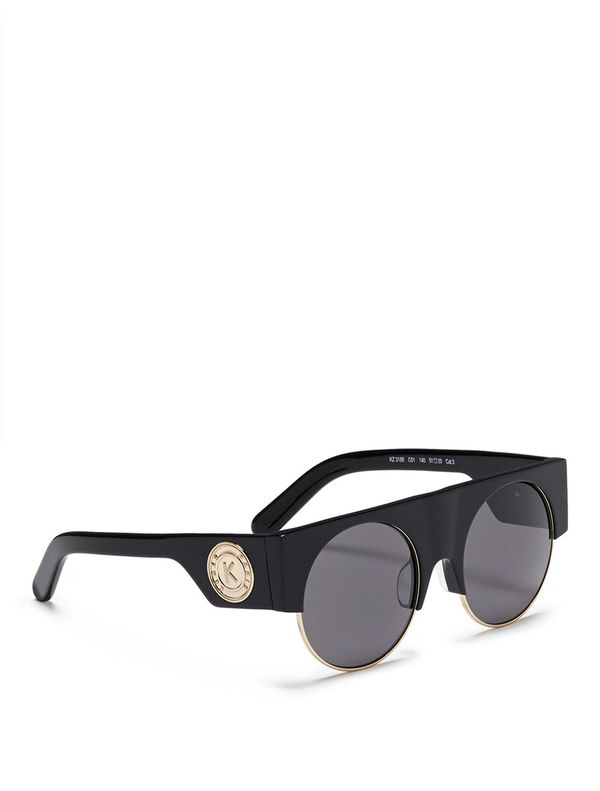 高田贤三/kenzo 徽标品牌金属丝边框醋纤太阳眼镜 black