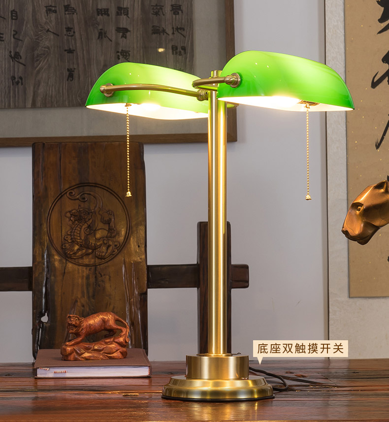 Guanya Copper Double Headed Bank Lamp Old Shanghai Republic China Guanya Copper Double Headed Bank Lamp Old Shanghai Republic China Style Antique High End Desk Reading Conference Table Workbench Office