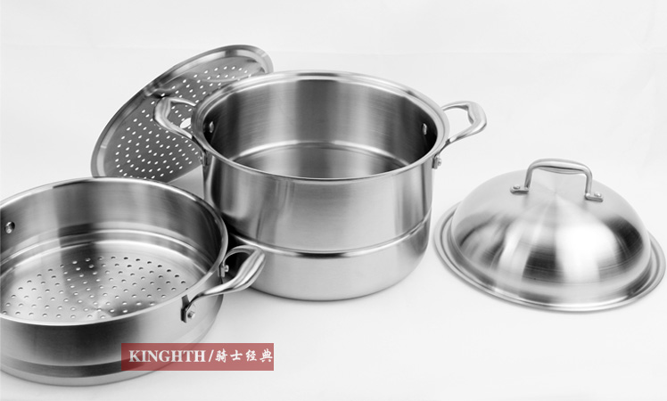 
                                        骑士经典（kinghth） 304不锈钢汤锅 蒸锅 炖锅 焖锅 不锈钢蒸屉 蒸架28厘米                