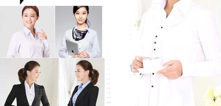 伯曼 2015新款春秋装女士白领长袖衬衫韩版职业工作服衬衣大码工装 蓝色斜纹V领 37