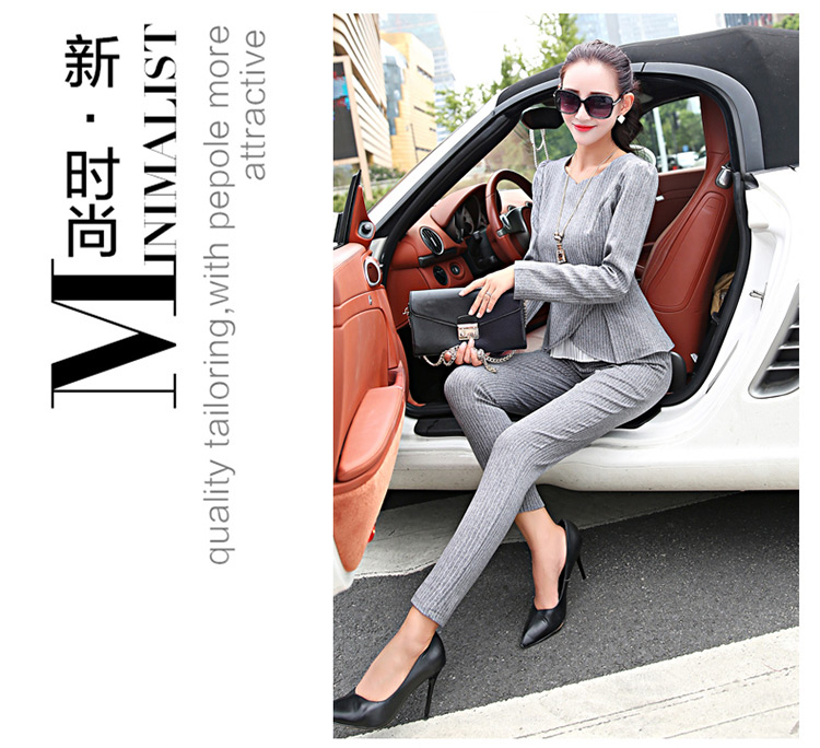 
                                        欧利思蓓 时尚套装女2017春秋新款韩版职业修身气质名媛马甲阔腿裤三件套 潮 黑色 M                