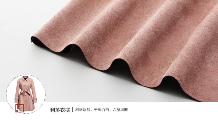 尚都比拉2015冬季新品女长袖翻领系带风衣时尚修身单排扣中长外套 JD154F8485 粉色 M/160