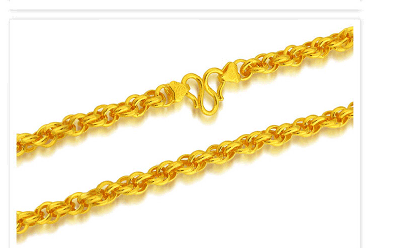 老凤凰386元/克 999足金 时尚泰国珍珠双环扣 男女款黄金项链 财大气