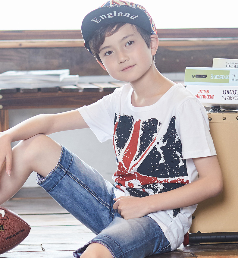 男童短袖t恤2016新款春夏童装儿童打底衫夏季少年装男装12-15岁 浅