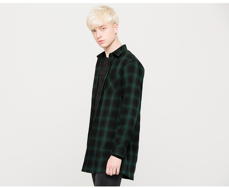 三福2016男装春季新款红黑格子衬衣 时尚英伦男士长袖衬衫 352228