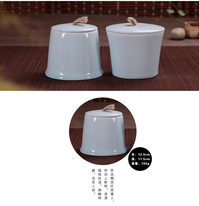 臻艺茶叶罐  陶瓷密封罐储物罐储藏罐醒醒茶罐茶仓茶叶包装盒双罐礼盒套装定制加LOGO 古陶-关心绿