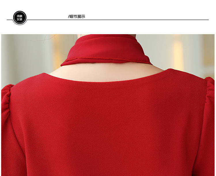 贵人美族雪纺衫女装2016春季款显瘦打底上衣X8014 红色 L