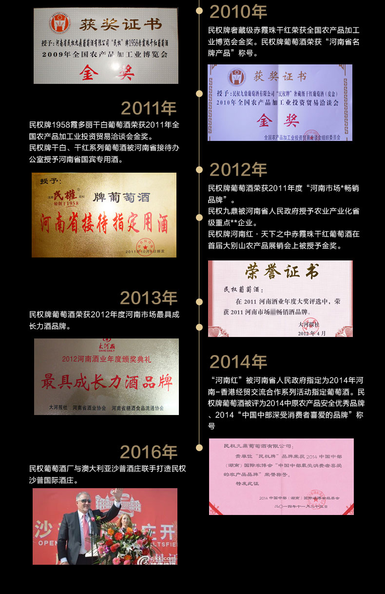 民权红酒 1958赤霞珠干红葡萄酒河南特产 高端