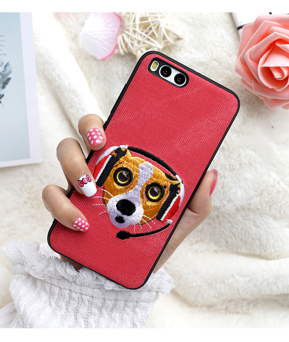 阿西迪巴 小米6手机壳手工刺绣保护套个性创意潮牌卡通呆萌宠物小清新