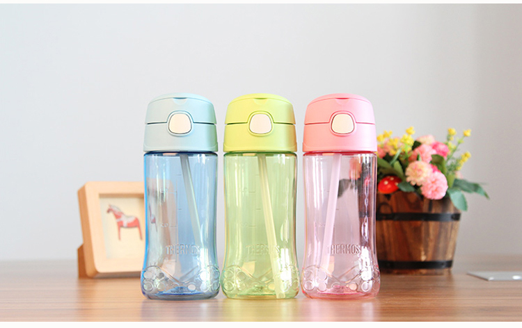 thermos膳魔师塑料水杯450ml儿童吸管杯tritan材质 f4011t gr