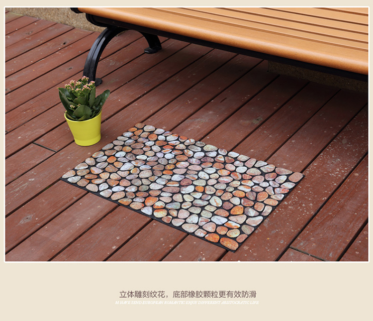 半岛良品 高档欧式别墅进门地垫门厅脚垫门垫大门口蹭土垫 地毯 地毯地垫 六边形青色 56*102cm