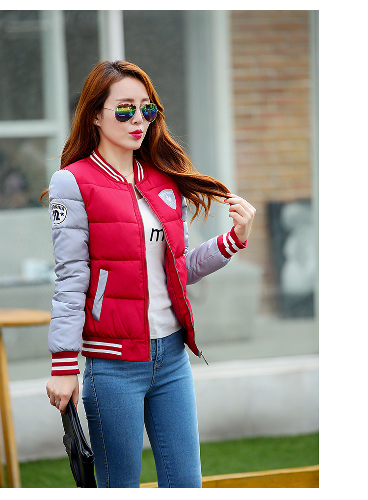 旭熙2015秋冬新款糖果色棉服加厚棒球夹克短外套女XQ502 粉红 XXL