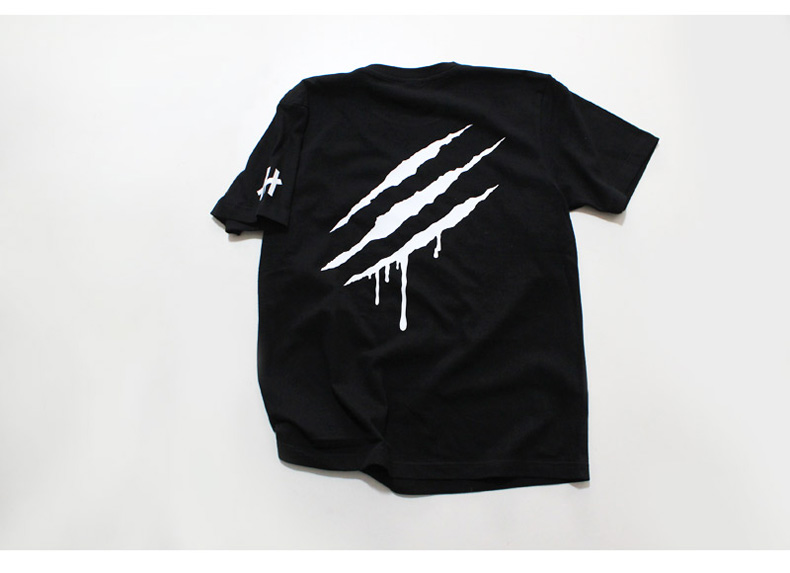 血爪抓痕 个性棉质欧版宽松大码潮黑色烫金潮男装 黑色-白色爪痕 xxl