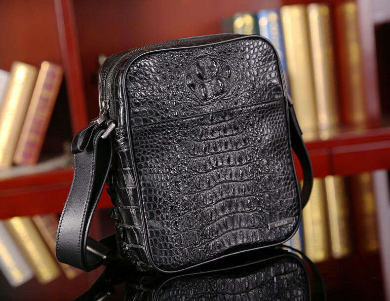 卡梵蒂gavadi 单肩包 男公文包鳄鱼皮男士斜挎包 男时尚男士真皮商务