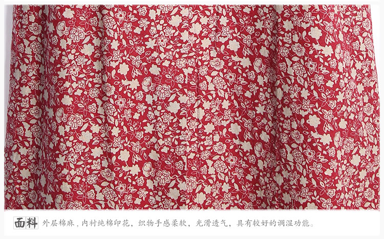 乱在江南春秋款民族风长款风衣女立领盘扣长款水洗碎花棉麻外套 藏青色 均码