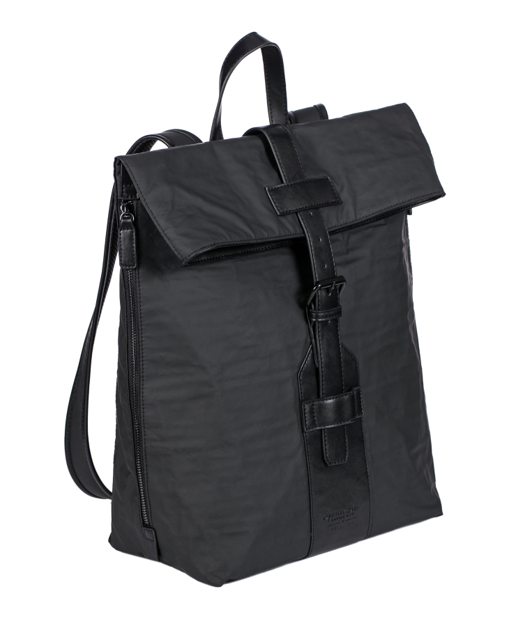 思莱德selected男士时尚皮革拼接双肩包sh|416185010 黑色 acc